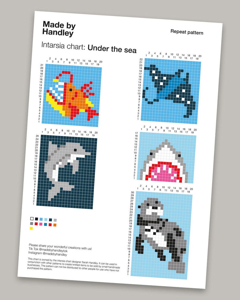 Intarsia Graph Intarsia Chart - Under the Sea - Etsy