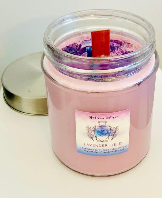 Hand Poured 11oz Lavender Candle - Relaxing Scent, Soy Wax with Wood Wick