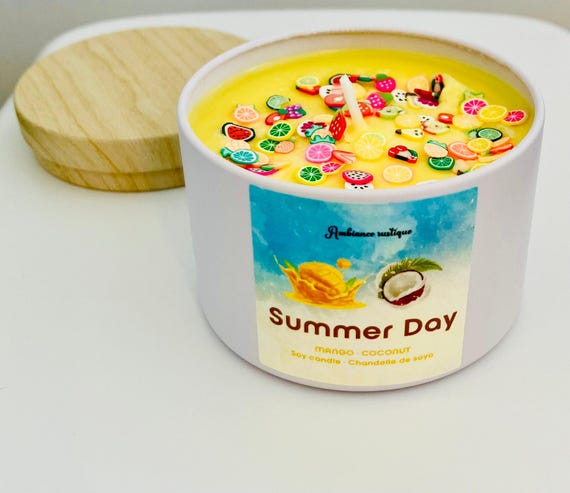 Summer Mango Coconut Soy Wax Candle - Hand Poured 4oz - Made in Canada