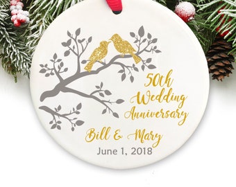 50th wedding anniversary christmas tree ornament