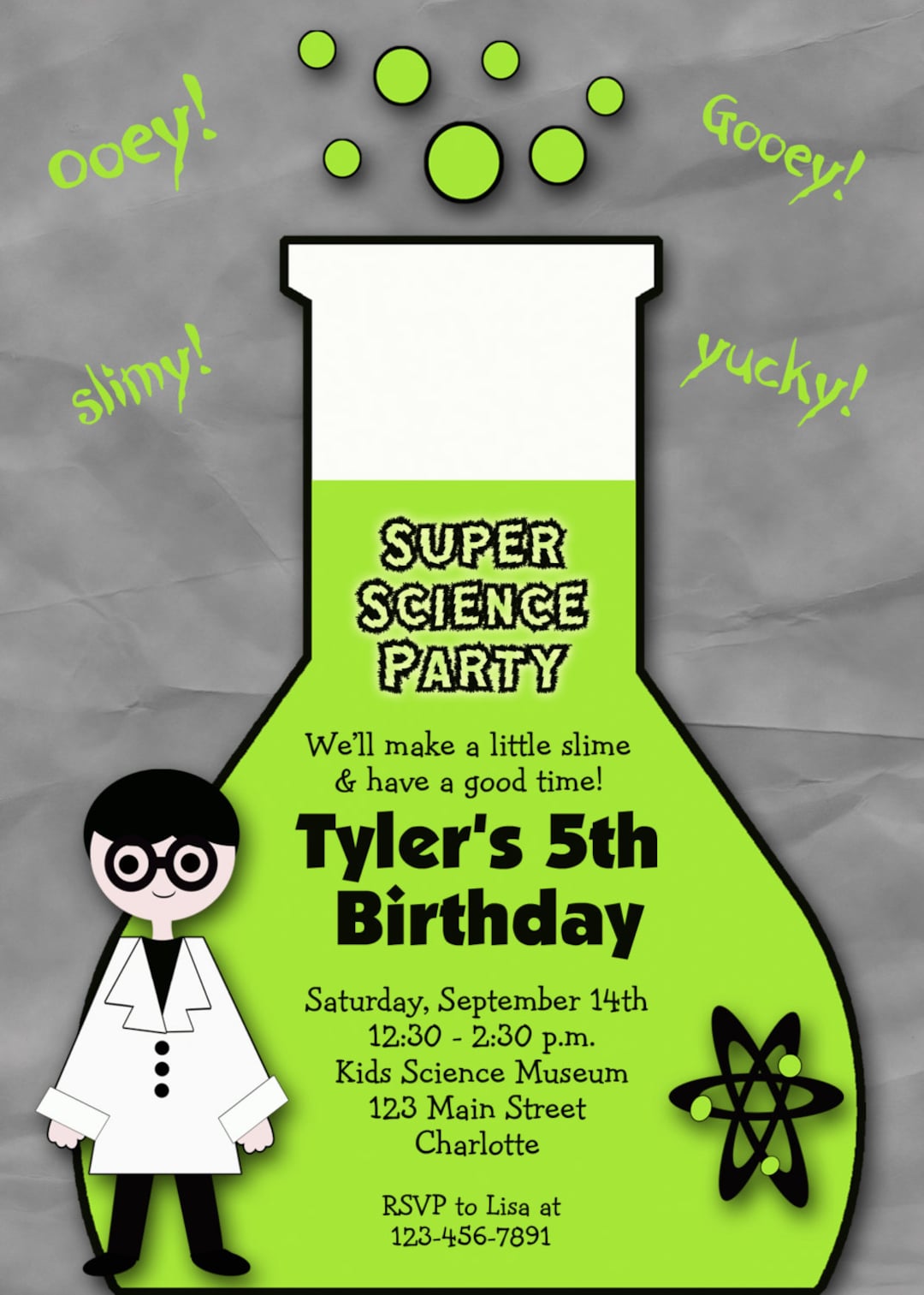 Science, Silly Science Museum Birthday Invitation Science Party