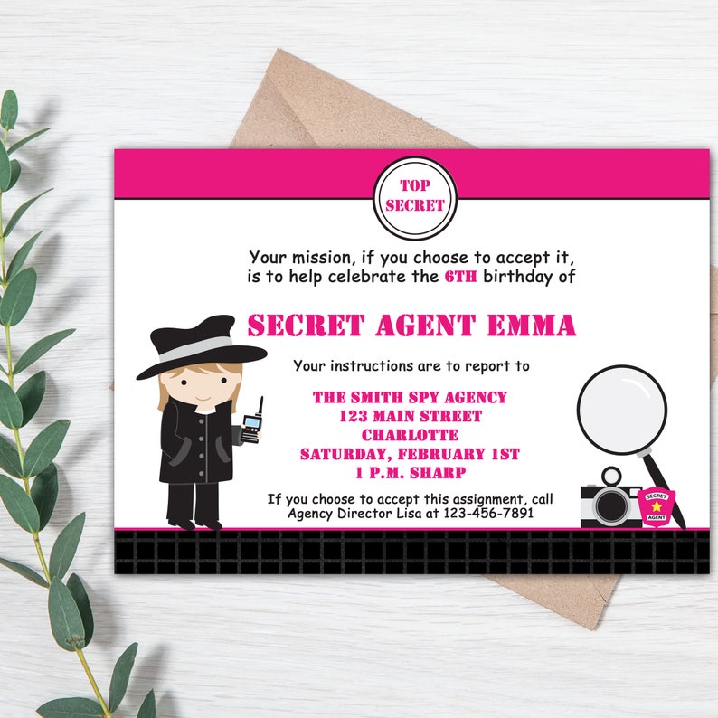 Spy birthday party invitation Spy Party Invitation Spy Party Etsy