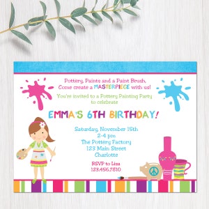 Pottery Painting Party Invitation Pottery Party Painting Party Invitation