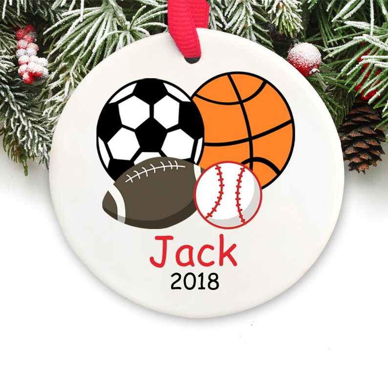 Sports Christmas Ornament Personalized Christmas Ornament Sports Ornament GIFT BOX Included image 1