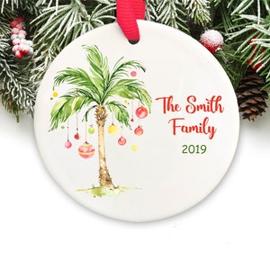 Tropical Christmas Ornament Personalized Keepsake Ornament Family Christmas Ornament GIFT BOX  Included