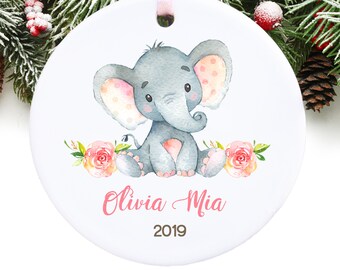 Personalized Christmas Ornament Personalized Elephant Christmas Ornament GIFT BOX  Included