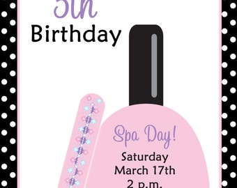 Spa Birthday Party Invitation Manicure Pedicure Party Mani Pedi Spa Party Nail Party