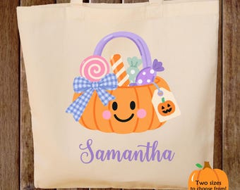 Personalized Trick or Treat Halloween Tote Bag Trick or Treat Bag