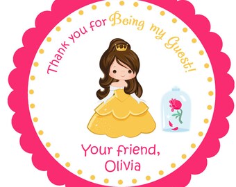 Princess Birthday Party Sticker Princess Birthday Party Favor Tag Princess Sticker Princess Favor Tag Printed on STICKERS OR CARDSTOCK