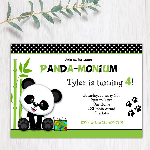 Panda Birthday Party Invitation Panda Ours Anniversaire Panda Etsy Panda Birthday Party Invitation Panda Ours Anniversaire Panda Etsy
