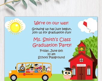 Owl Graduation Invitation Graduation  Preschool Graduation Kindergarten Graduation