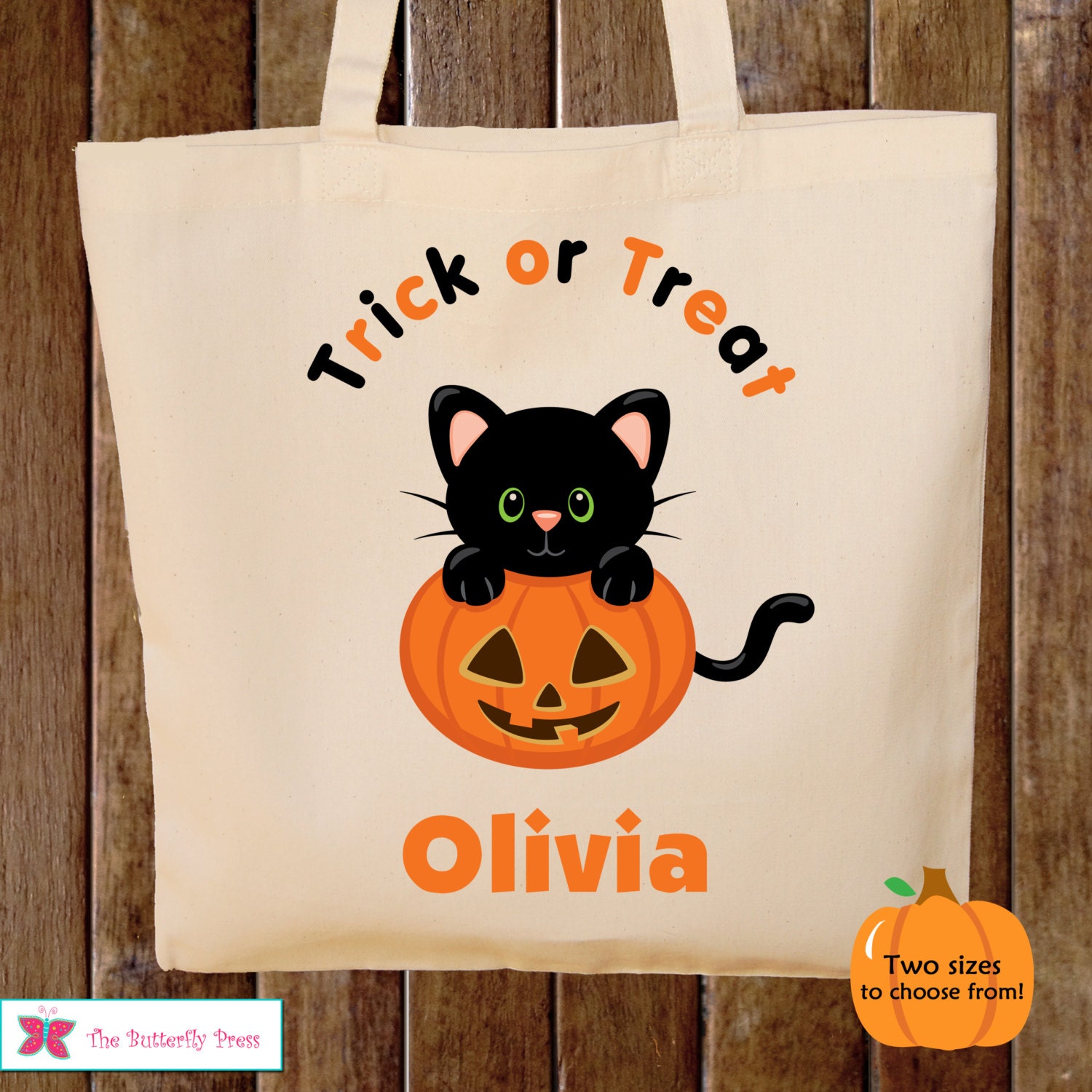 Trick or Treat Bag Halloween Tote Bag Kitty Cat Halloween Etsy