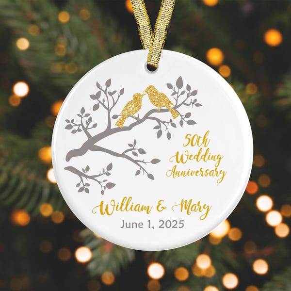 50th Wedding Anniversary Ornament Anniversary Gift Personalized 50th Anniversary Christmas Ornament 50th anniversary gift GIFT BOX  Included