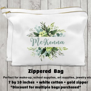 Personalized Cosmetic Bag Zippered Bag Personalized Cosmetic Bag  Makeup Bag Party Favor Bridesmaid Gift Flower Girl Gift