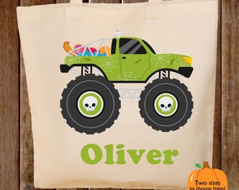 Personalized Trick or Treat Bag Monster Truck Halloween Treat or Treat Bag