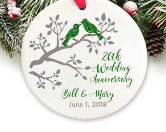 20th Anniversary Gift Personalized Christmas Ornament 20th wedding anniversary ornament GIFT BOX  Included