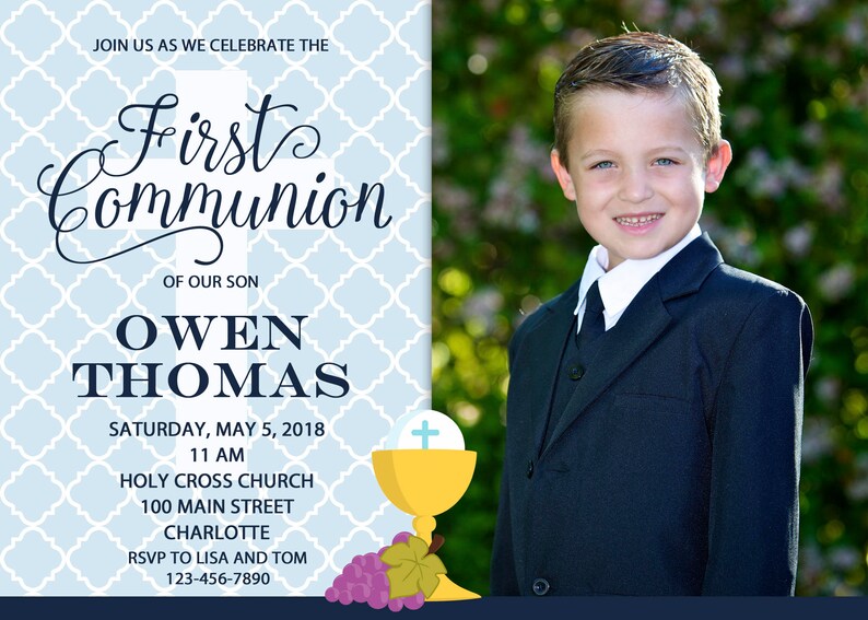 First Holy Communion Invitation Boys First Communion Etsy UK
