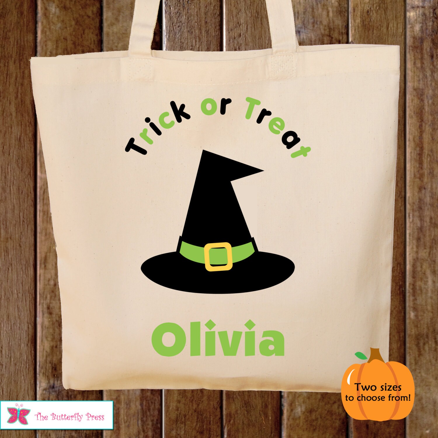 Trick or Treat Bag Halloween Tote Bag Trick or Treat Bag Canvas Tote Bag Witch Hat