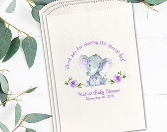 Baby Shower Favor Bags, Candy Buffet Bags, Cookie Bag, Elephant Baby Shower Goody Bags