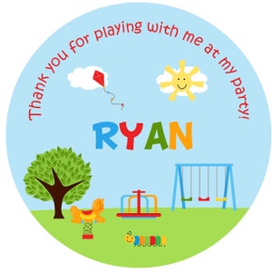 Park Birthday Party Stickers Park  Party Park Play Birthday Party Stickers Goody bag stickers