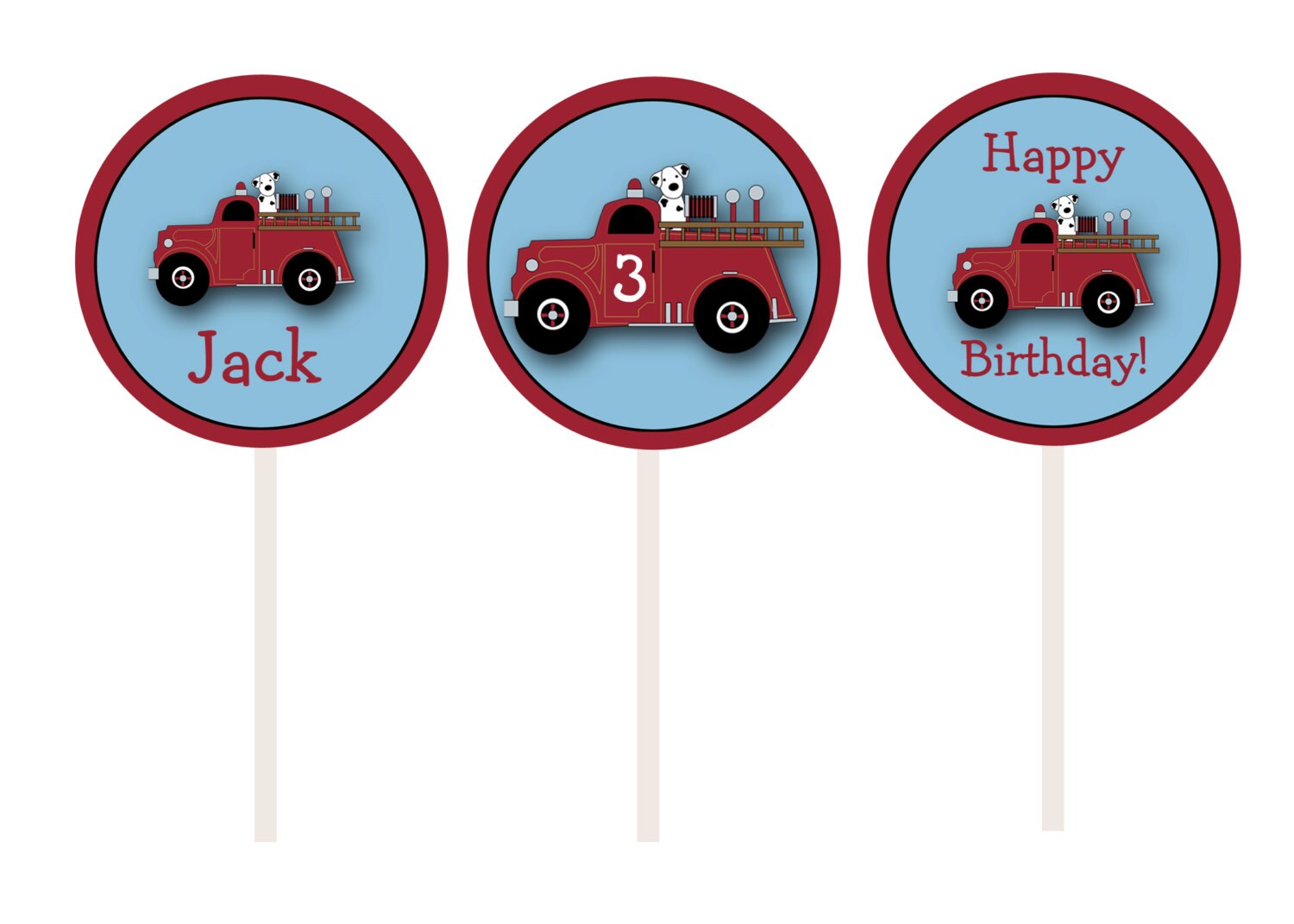 Fire truck cupcake toppers fire truck birthday party | Etsy