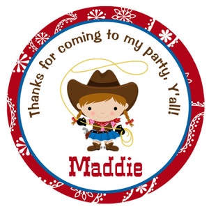 cowgirl birthday stickers Western Party Favor Sticker  Western Party Favor Tag Western Birthday Party Printed on STICKERS OR CARDSTOCK