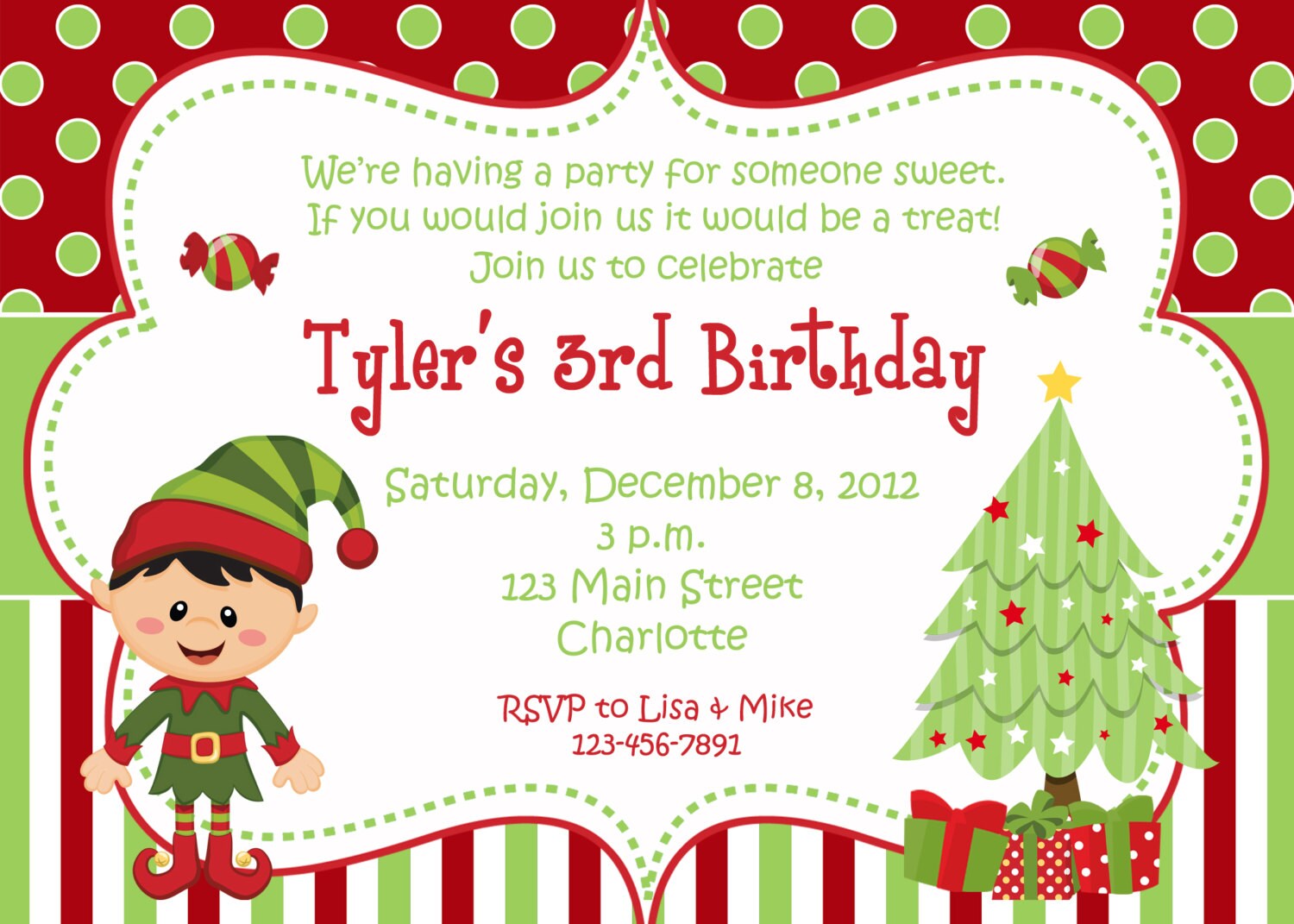 Christmas birthday party invitation Christmas birthday | Etsy