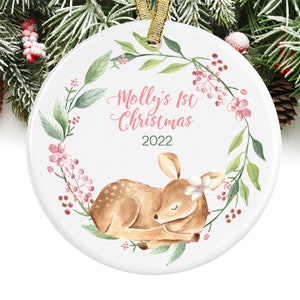 Baby&#39;s First Christmas Ornament  Baby Deer Ornament GIFT BOX  Included