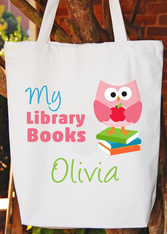 Library Books Tote Bag Girls Bag White Cotton Tote Bag Any Etsy