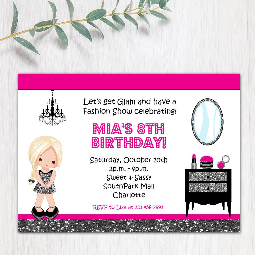 Glamour Party Birthday Invitation Printable Custom Etsy