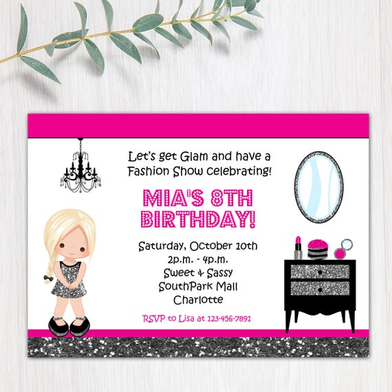Glamour Party Birthday Invitation Printable Custom Etsy
