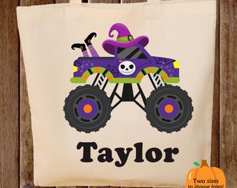 Personalized Trick or Treat Bag Monster Truck Halloween Treat or Treat Bag