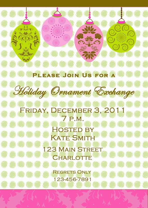 ornament exchange invitation holiday ornament exchange etsy