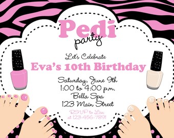 Spa Birthday Party Invitation Pedi Party Manicure Pedicure Party Mani Pedi Spa Party