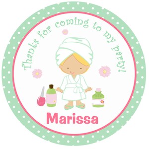 Spa party Sticker personalized birthday sticker favor tag, address label, custom sticker, personalized stickers image 1