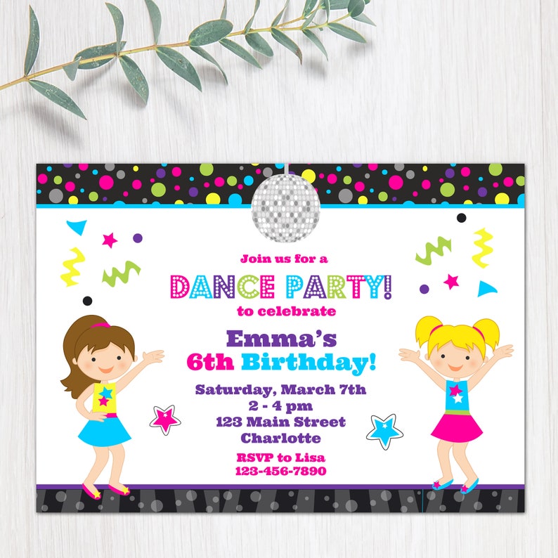Dance Birthday Party Invitation Dance Party Invitation Etsy