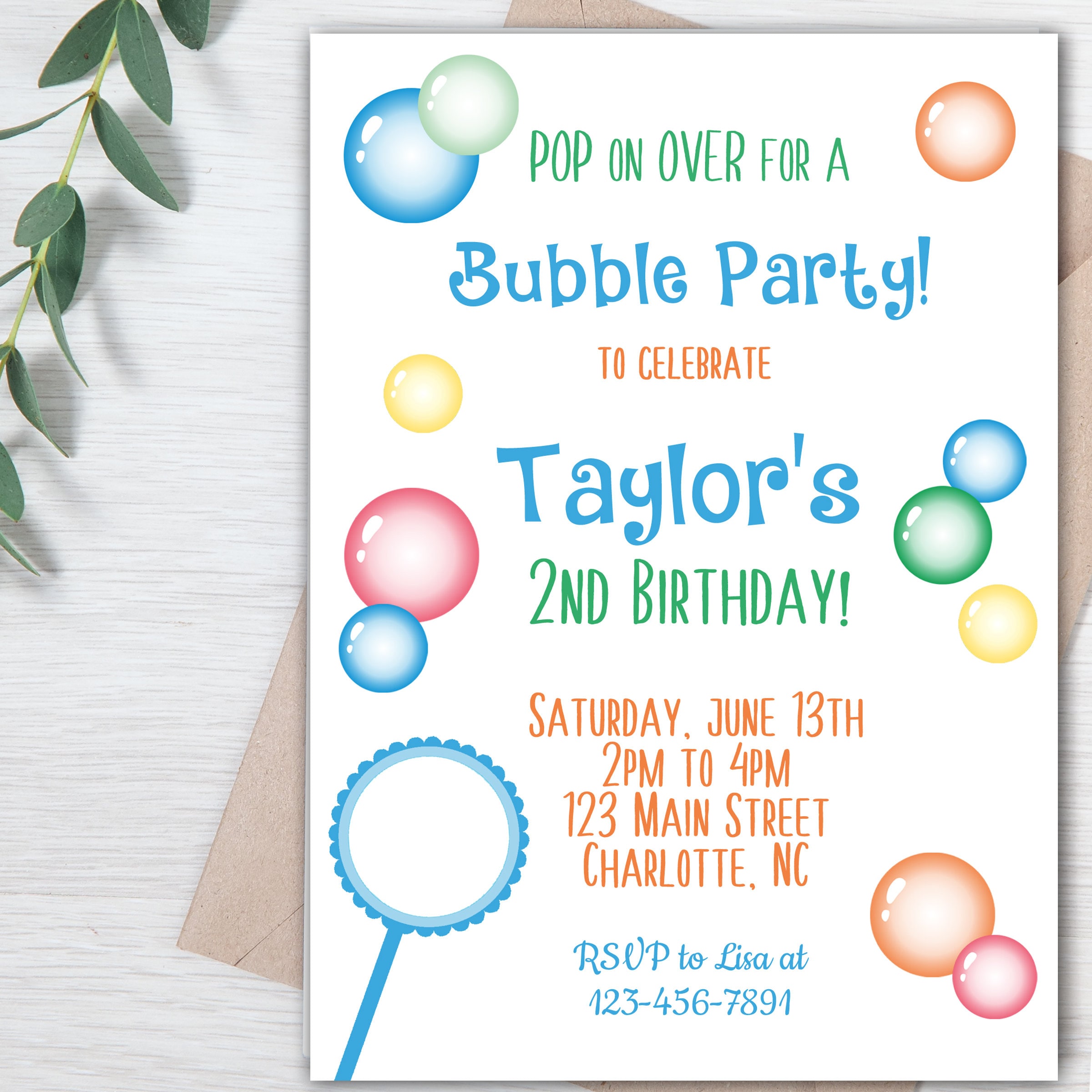 Bubbles birthday party invitation Bubbles Party Invitation Etsy