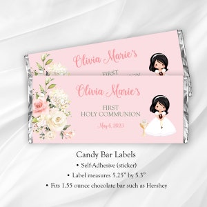 First Communion Candy Bar Wrapper  First Communion Favor Label  SET OF 10