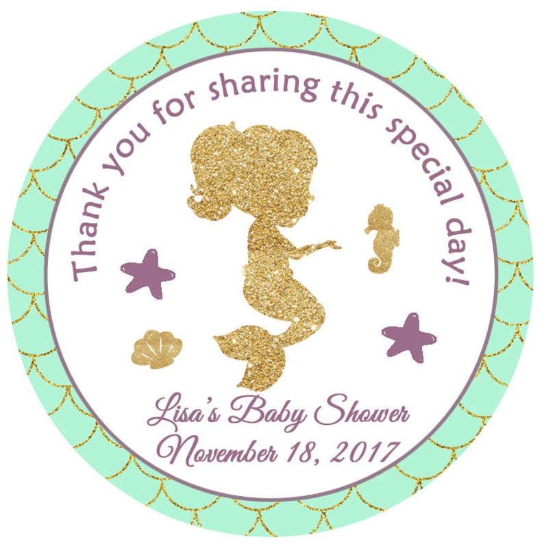 Mermaid Baby Shower Sticker Under the Sea Baby Shower bild 1