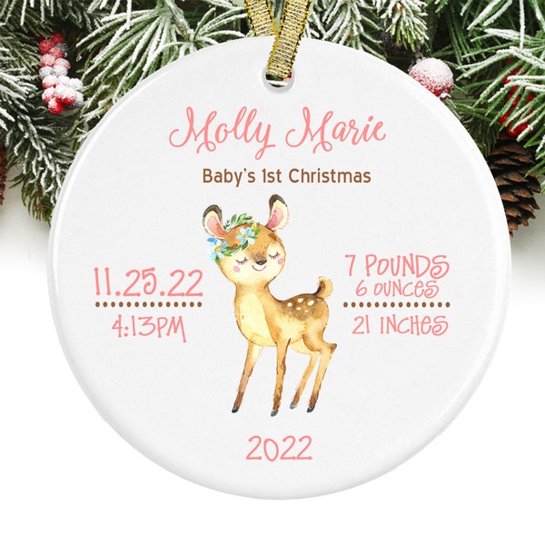 Baby Deer Christmas Ornament Personalized Baby's First Christmas Ornament Baby Deer Ornament GIFT BOX  Included
