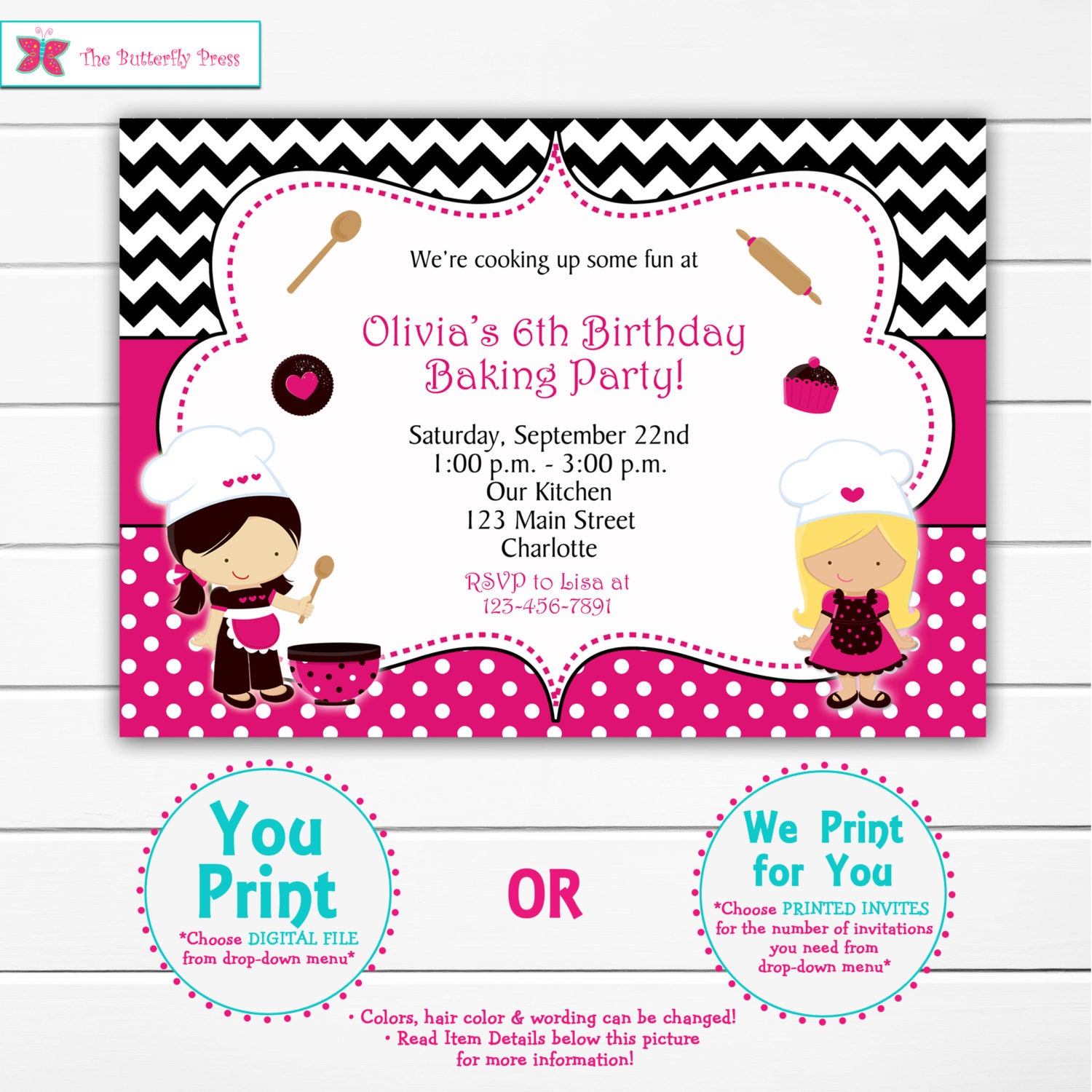 Cooking Birthday Party Invitation Baking birthday party Etsy