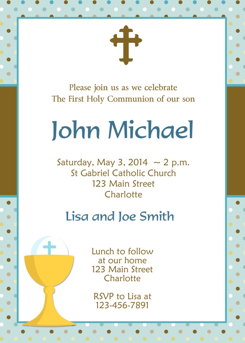 First Holy Communion Invitation Boys First Communion Etsy