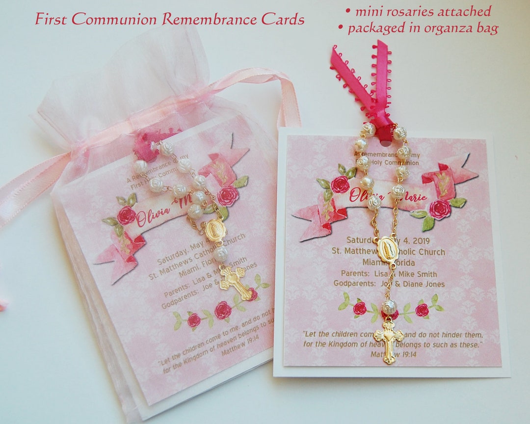 Mini Rosary in an Organza Bag w/Baptism Remembrance Card