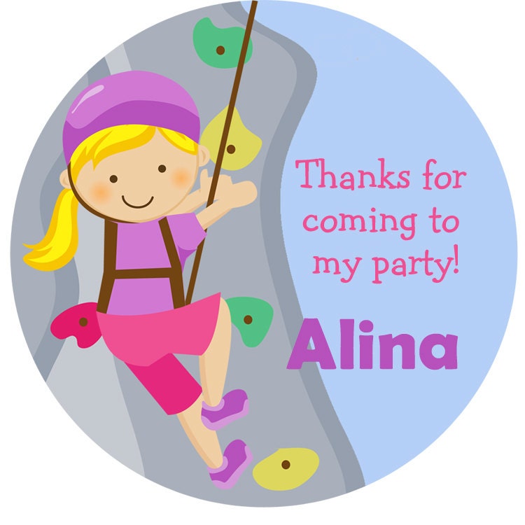 Climb Rocks Sticker Rock Climbing Birthday Party Stickers - Girl Rock Climbing Party ...