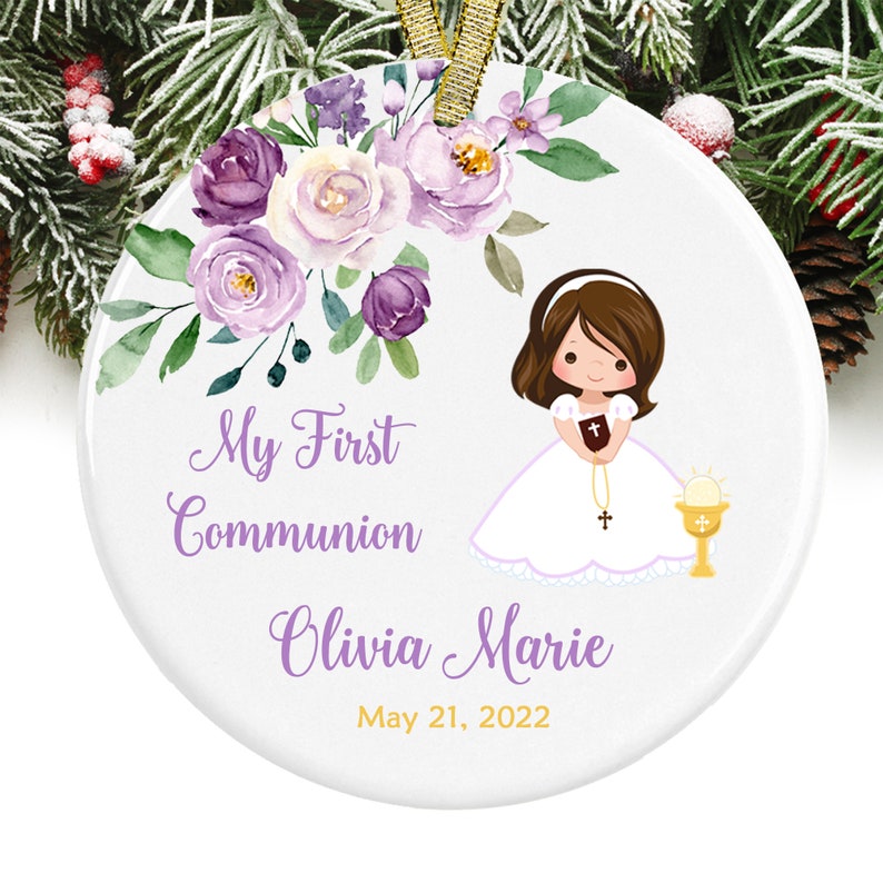 Holy Communion Christmas Ornament Personalized Holy Communion Gift GIFT BOX Included image 1