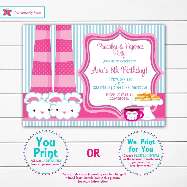 Pancakes And Pajama Party Birthday Invitation Slumber Party Etsy