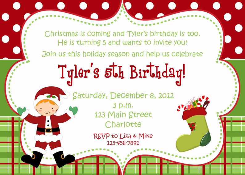 Christmas birthday party invitation Christmas birthday | Etsy