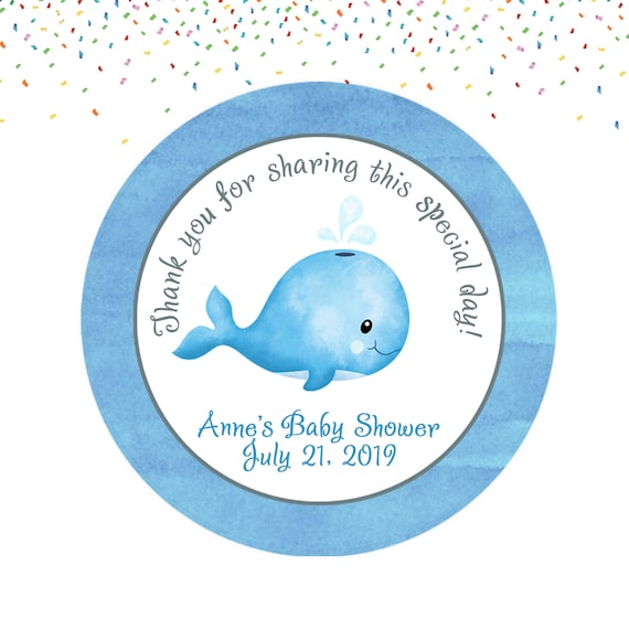 Baby Shower Favor Tag Baby Whale Shower Favor Sticker Whale Baby