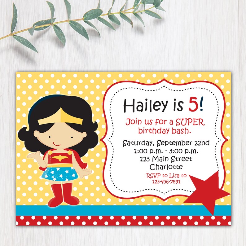 Superhero girl birthday party invitation Superhero Birthday Party Invitation image 1