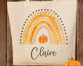 Trick or Treat Boho Rainbow Halloween Tote Bag Trick or Treat Bag